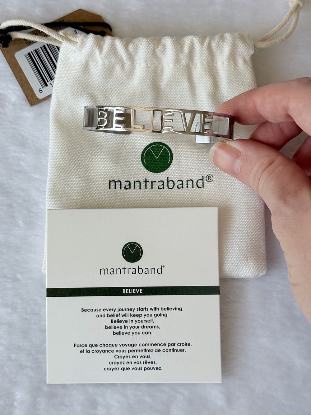 ✨NWT - MantraBand Silver 'Believe' Cuff Bracelet